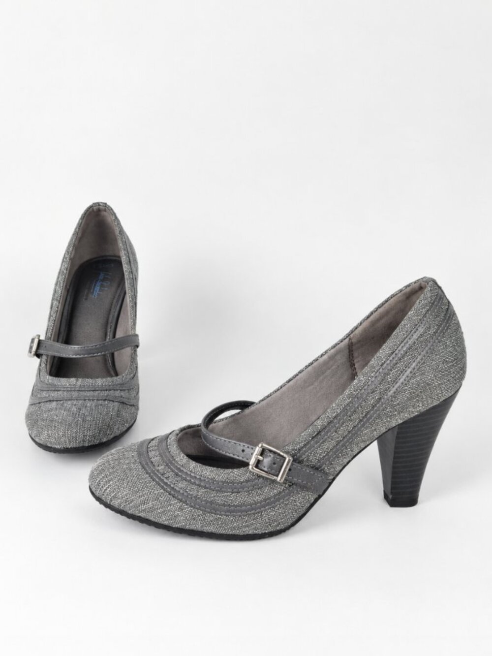 Life Stride Velocity Mary Jane Pumps Harringbone Block Heel Buckle Strap Size 8